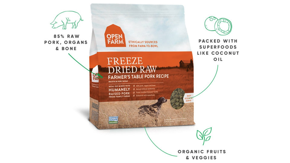 Open Farm Dog Freeze Dried Raw Farmer's Table Pork 13.5 oz