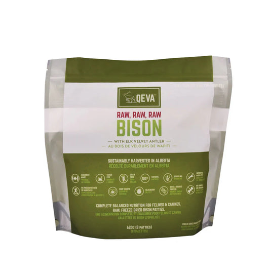 QEVA RAW RAW RAW Bison - Freeze-Dried Dog Food 8 pack (patties)