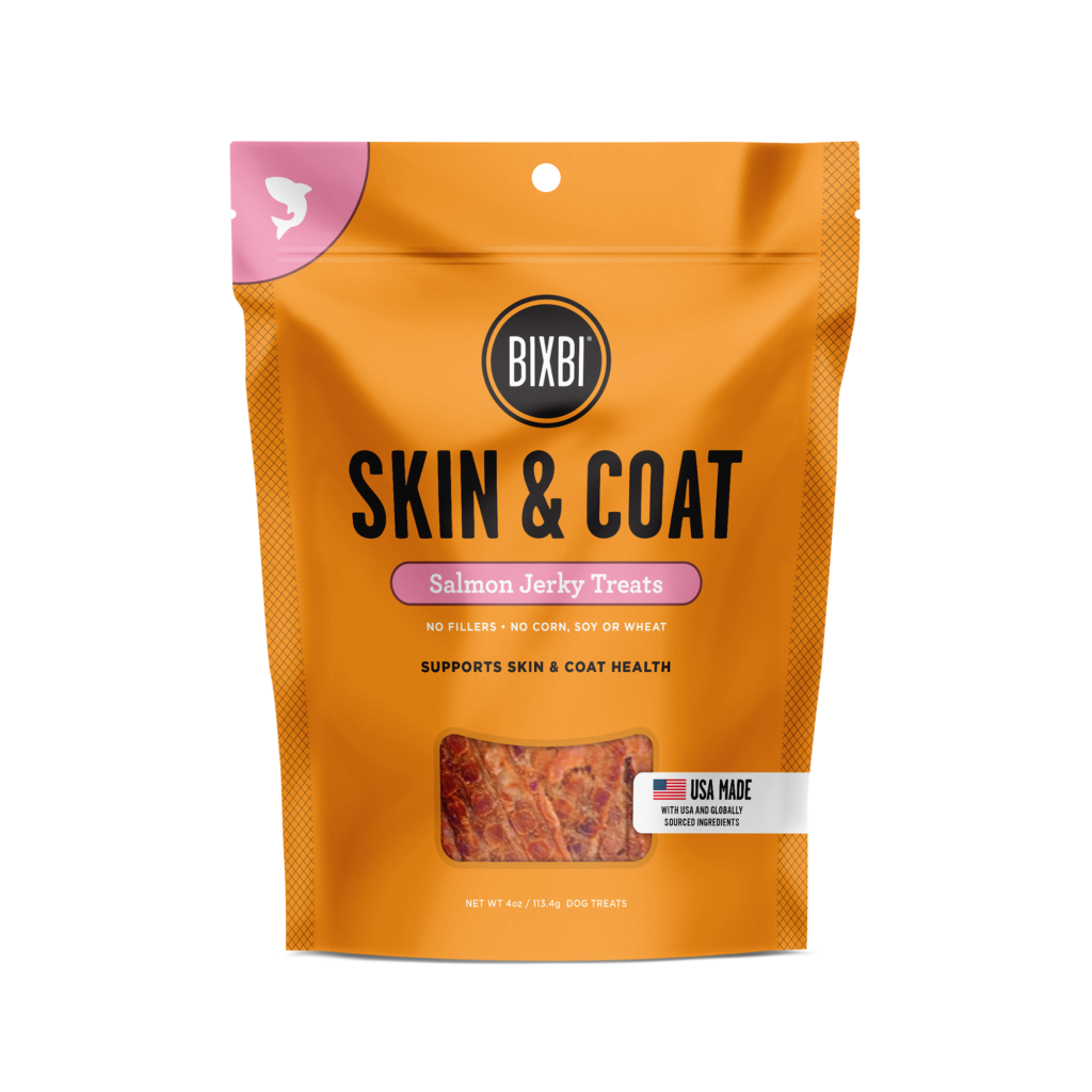 BIXBI® Skin & Coat Jerky Treats for Dogs – Salmon Recipe - 4 oz