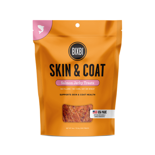 BIXBI® Skin & Coat Jerky Treats for Dogs – Salmon Recipe - 4 oz