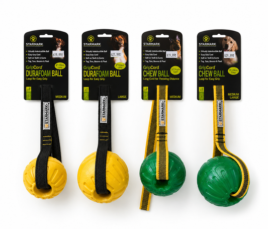 GripCord Ball with handle-Chewball/DuraFoam 2 sizes and handle types