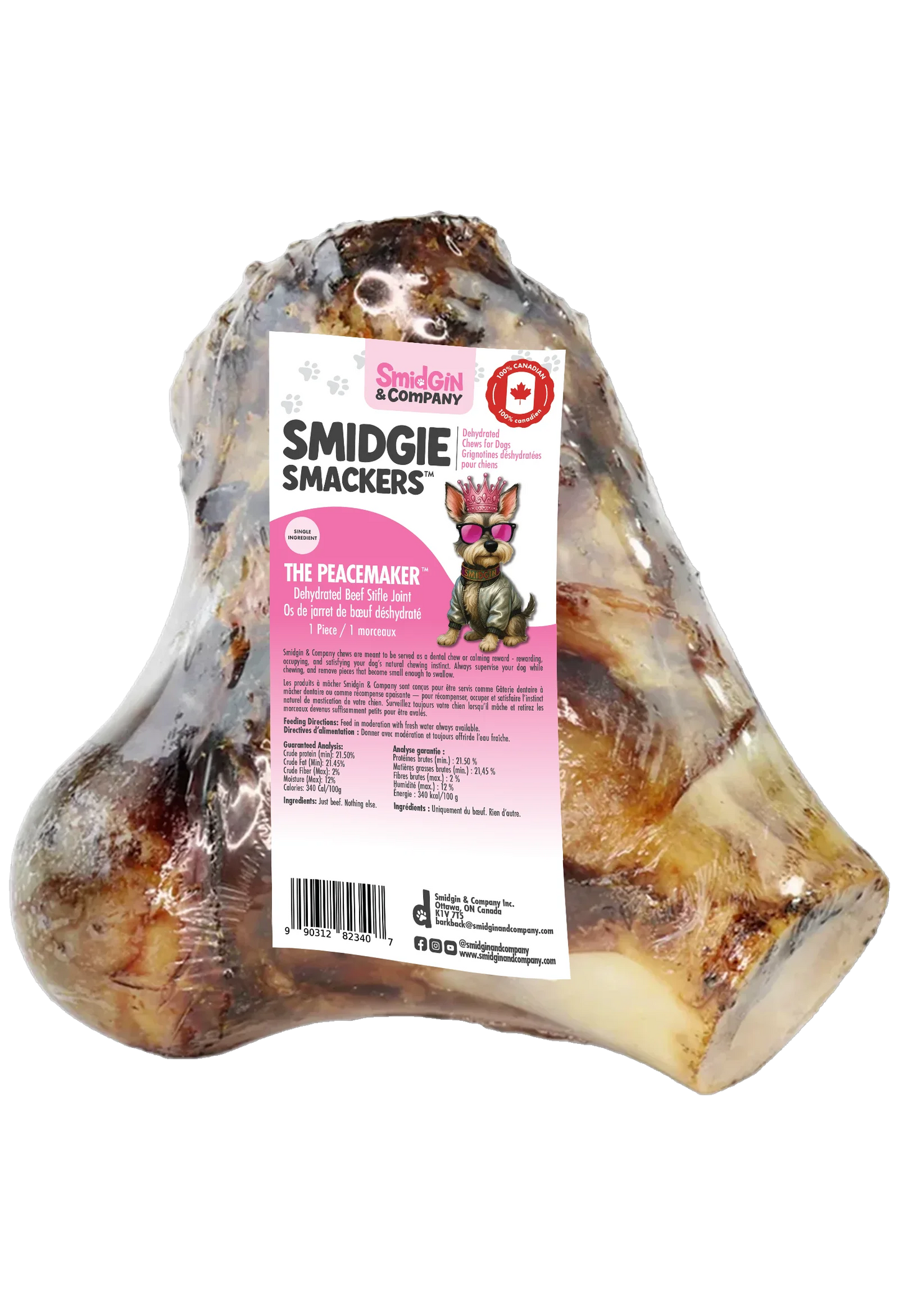 Smidgie Smacker 'The Peacemaker' Large dehydrated beef joint