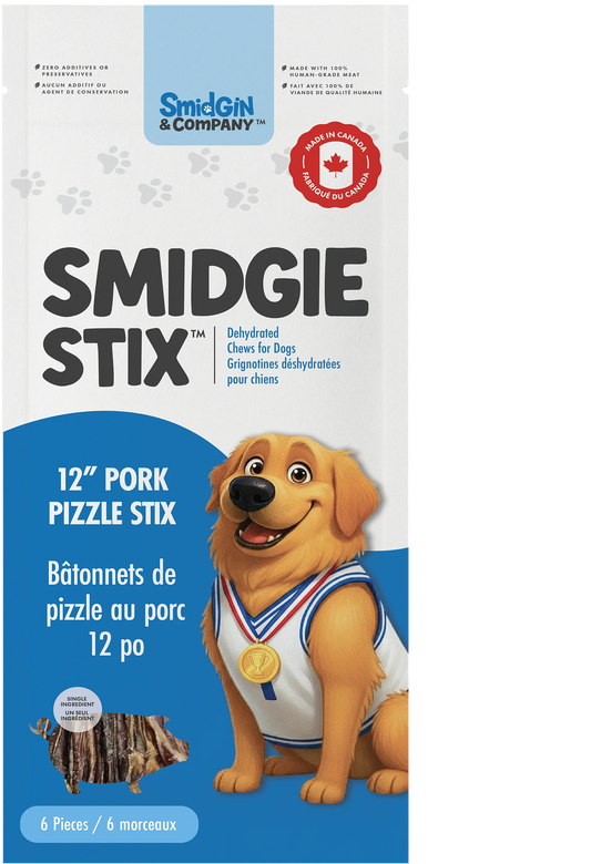 Smidgie Stix 12 " Pork Pizzle- 6 piece bag